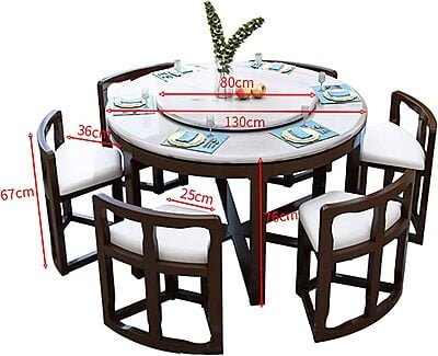 Vikinterio Milano Marble Top Six Seater Round Shape Dining Table Set Vikinterio Milano Marble Top Six Seater Round Shape Dining Table Set