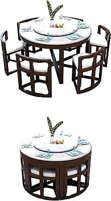 Vikinterio Milano Marble Top Six Seater Round Shape Dining Table Set Vikinterio Milano Marble Top Six Seater Round Shape Dining Table Set