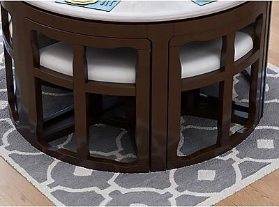 Vikinterio Milano Marble Top Six Seater Round Shape Dining Table Set Vikinterio Milano Marble Top Six Seater Round Shape Dining Table Set