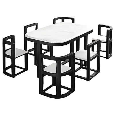 Luxurious Space Vikinterio Saving Six-Seater Dining Table Set with Upolstory Chairs Luxurious Space Vikinterio Saving Six-Seater Dining Table Set with Upolstory Chairs