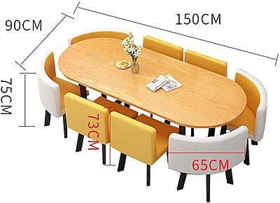 Space Saving, Modern Dining Table Office Reception Conference Table and Chairs Dining Table and 6 Chairs Negotiation Business Table for Office, Conference Room, Dining Room Space Saving, Modern Dining Table Office Reception Conference Table and Chairs Dining Table and 6 Chairs Negotiation Business Table for Office, Conference Room, Dining Room