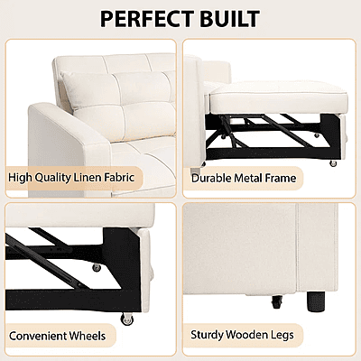 Vikinterio 3 in 1 Convertible Chair Bed, Lounger Sleeper Chair Bed, Linen Sofa Bed Sleeper Armchair Vikinterio 3 in 1 Convertible Chair Bed, Lounger Sleeper Chair Bed, Linen Sofa Bed Sleeper Armchair