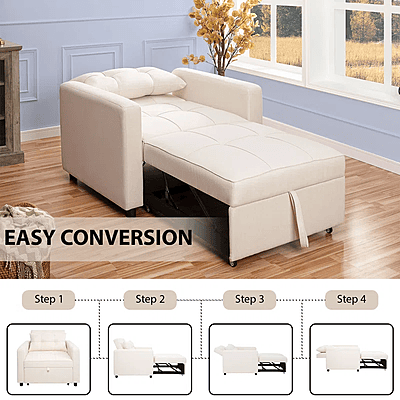 Vikinterio 3 in 1 Convertible Chair Bed, Lounger Sleeper Chair Bed, Linen Sofa Bed Sleeper Armchair Vikinterio 3 in 1 Convertible Chair Bed, Lounger Sleeper Chair Bed, Linen Sofa Bed Sleeper Armchair