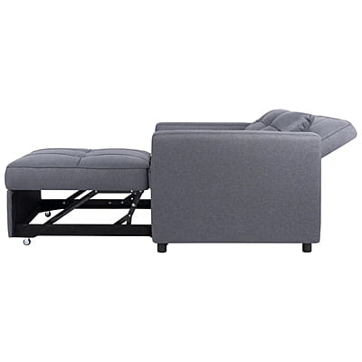 Vikinterio 3 in 1 Convertible Chair Bed, Lounger Sleeper Chair Bed in Gray Linen Fabric Vikinterio 3 in 1 Convertible Chair Bed, Lounger Sleeper Chair Bed in Gray Linen Fabric