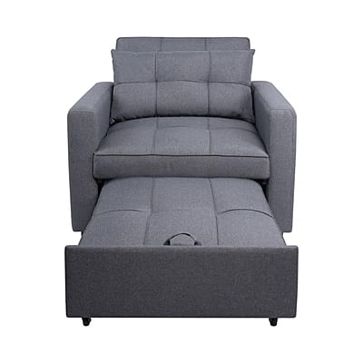 Vikinterio 3 in 1 Convertible Chair Bed, Lounger Sleeper Chair Bed in Gray Linen Fabric Vikinterio 3 in 1 Convertible Chair Bed, Lounger Sleeper Chair Bed in Gray Linen Fabric