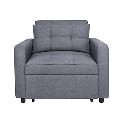 Vikinterio 3 in 1 Convertible Chair Bed, Lounger Sleeper Chair Bed in Gray Linen Fabric Vikinterio 3 in 1 Convertible Chair Bed, Lounger Sleeper Chair Bed in Gray Linen Fabric