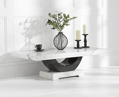 Vikinterio U Shape White Marble Coffee Table Vikinterio U Shape White Marble Coffee Table