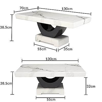 Vikinterio U Shape White Marble Coffee Table Vikinterio U Shape White Marble Coffee Table