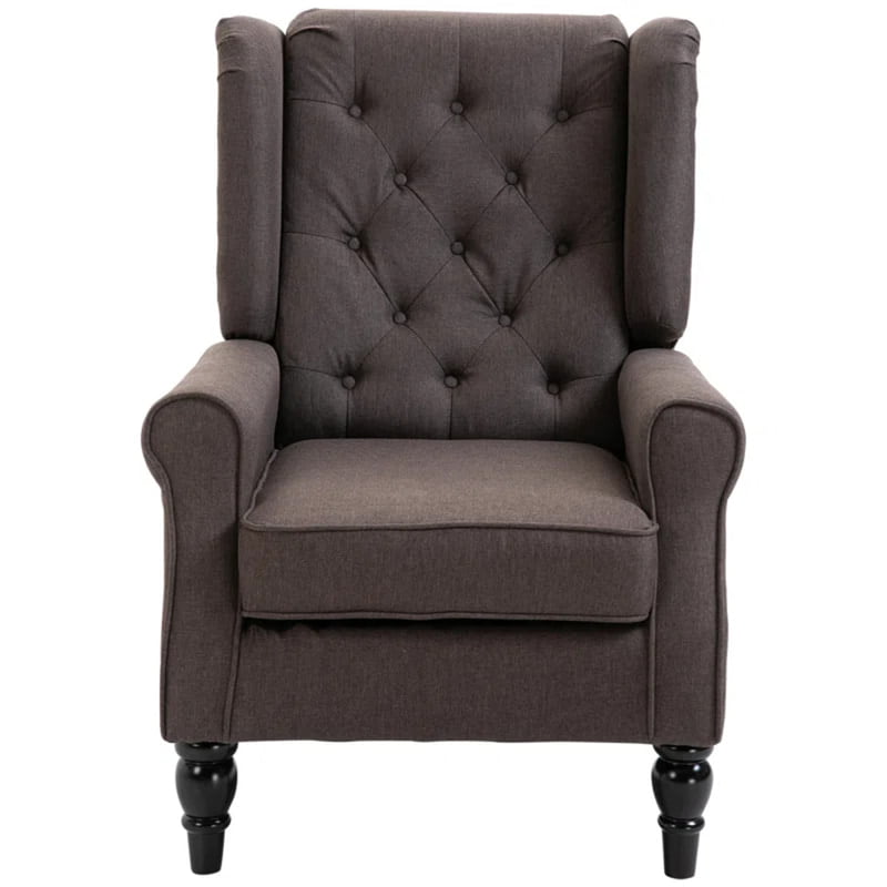 Vikinterio Morrisa Wingback Chairin Brown Polister Fabric Vikinterio Morrisa Wingback Chairin Brown Polister Fabric