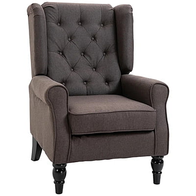 Vikinterio Morrisa Wingback Chairin Brown Polister Fabric Vikinterio Morrisa Wingback Chairin Brown Polister Fabric