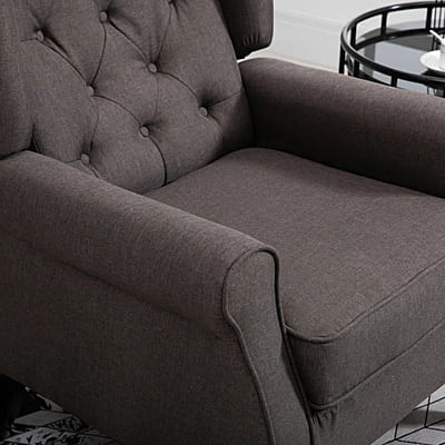 Vikinterio Morrisa Wingback Chairin Brown Polister Fabric Vikinterio Morrisa Wingback Chairin Brown Polister Fabric