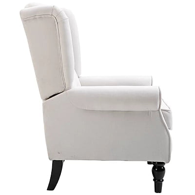 Vikinterio Morrisa Wingback Chair in Cream Polister Fabric Vikinterio Morrisa Wingback Chair in Cream Polister Fabric