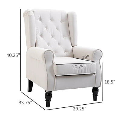 Vikinterio Morrisa Wingback Chair in Cream Polister Fabric Vikinterio Morrisa Wingback Chair in Cream Polister Fabric