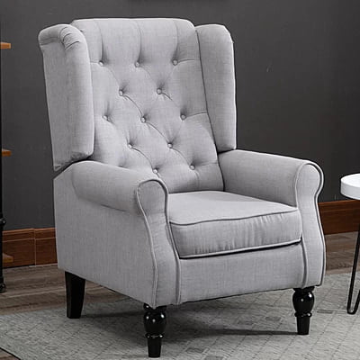 Vikinterio Morrisa Wingback Chairin Gray Polister Fabric Vikinterio Morrisa Wingback Chairin Gray Polister Fabric