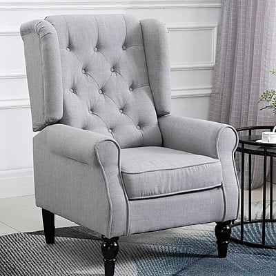 Vikinterio Morrisa Wingback Chairin Gray Polister Fabric Vikinterio Morrisa Wingback Chairin Gray Polister Fabric
