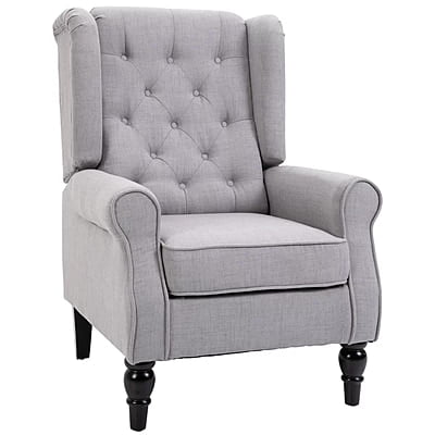 Vikinterio Morrisa Wingback Chairin Gray Polister Fabric Vikinterio Morrisa Wingback Chairin Gray Polister Fabric