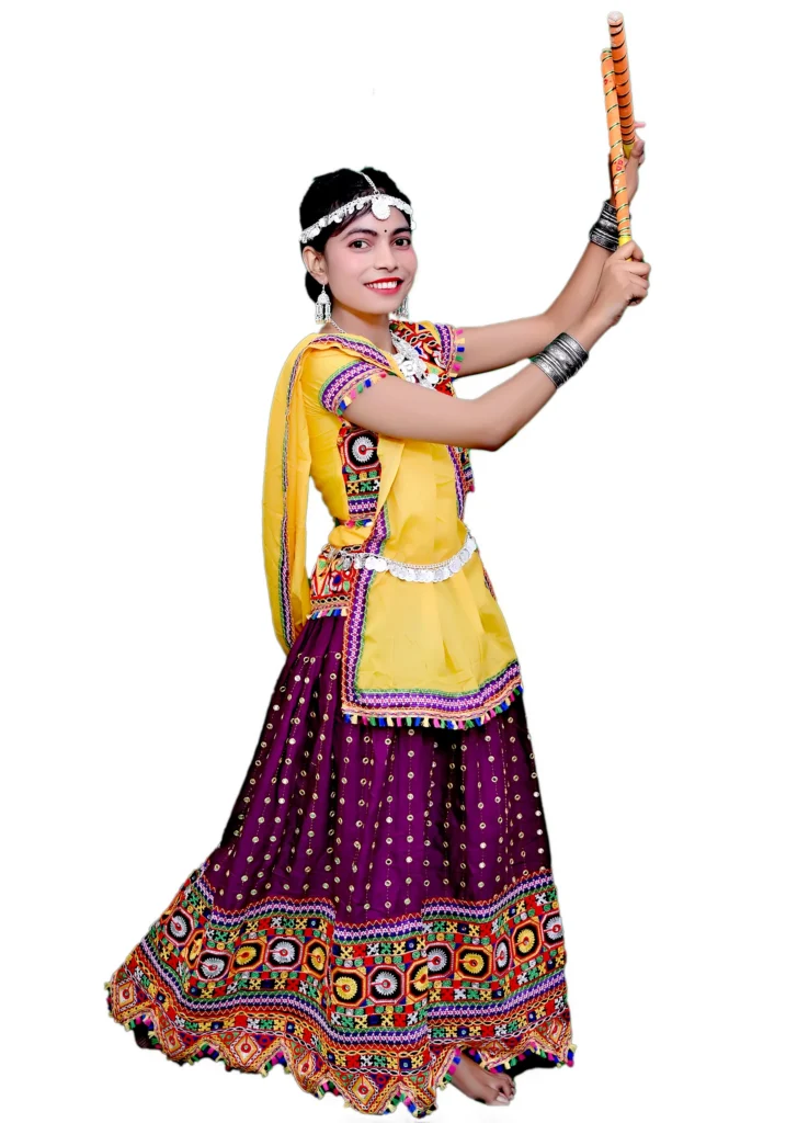 Garba Lehenga Fancy Dress Yellow & Wine