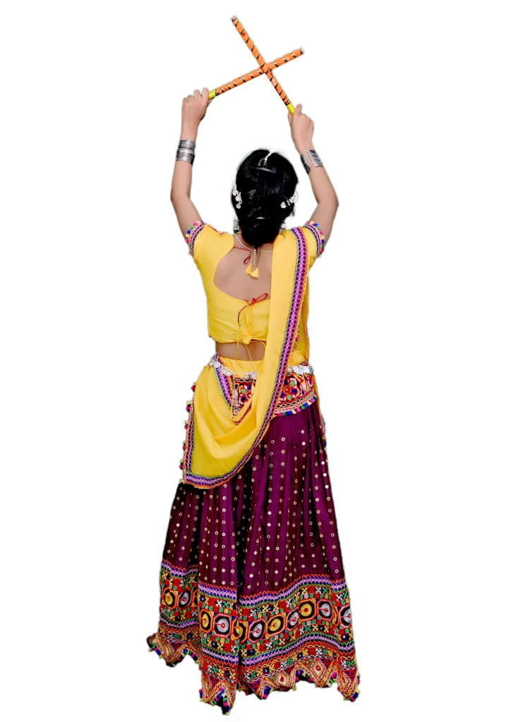 Garba Lehenga Fancy Dress Yellow & Wine