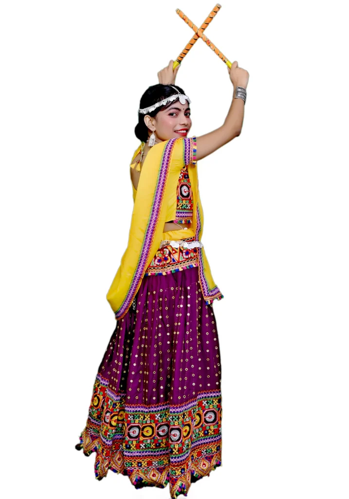 Garba Lehenga Fancy Dress Yellow & Wine