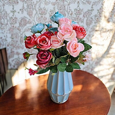 Greyish blue with Silver Strips