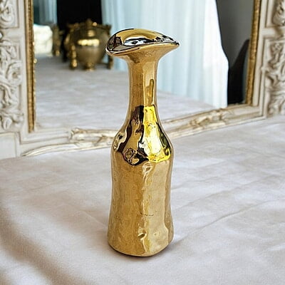 Golden Ceramic Vase with Unique Shape Golden Ceramic Vase with Unique Shape