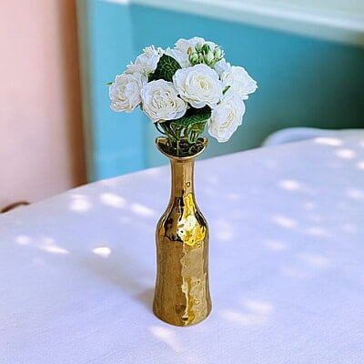 Golden Ceramic Vase with Unique Shape Golden Ceramic Vase with Unique Shape