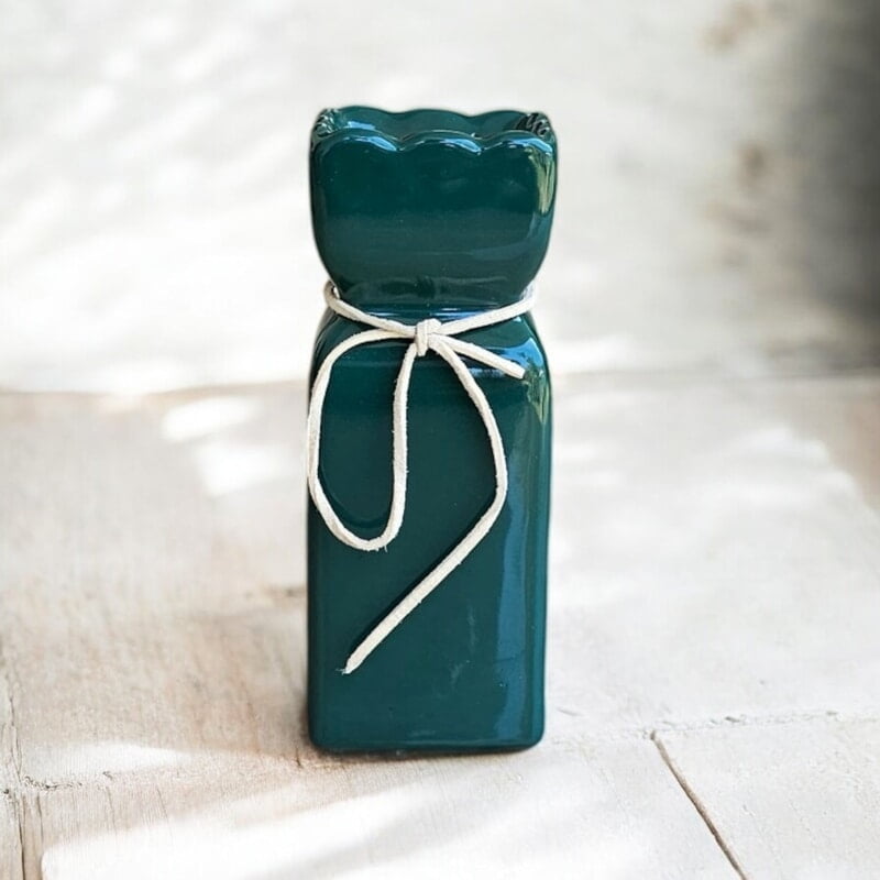 Green Ceramic Vase with Rope Detail