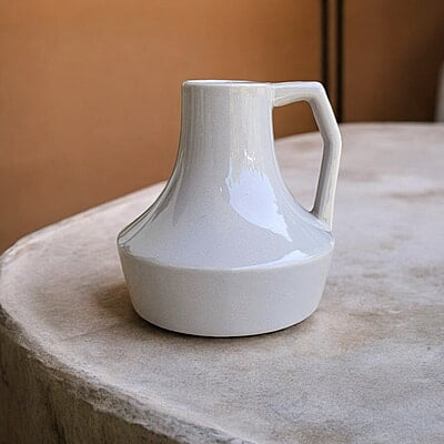 Soft Brown Ceramic Vase with Unique Shape and Handle Soft Brown Ceramic Vase with Unique Shape and Handle