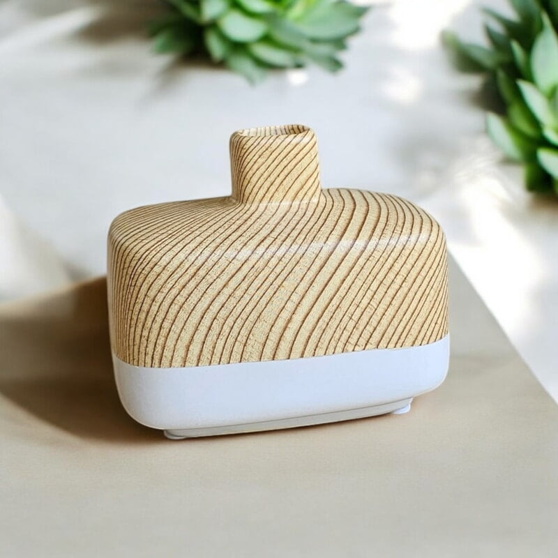 Wood Grain Ceramic Vase Light Brown Top