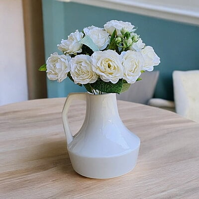 White Ceramic Vase with Handle
