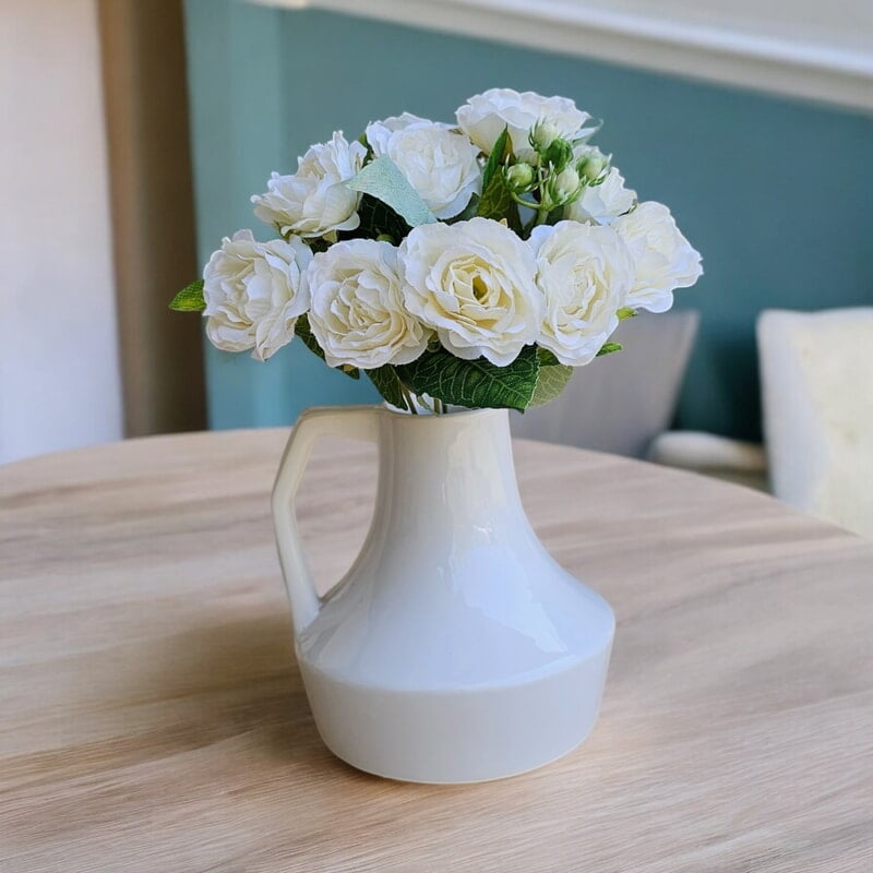 White Ceramic Vase with Handle