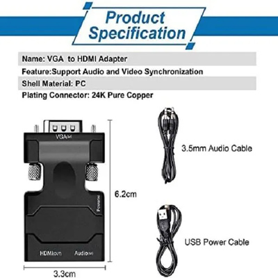 Vga M To Hdmi F Converter With Audio for PC, Monitor HDTV Laptop, Projector Vga M To Hdmi F Converter With Audio for PC, Monitor HDTV Laptop, Projector