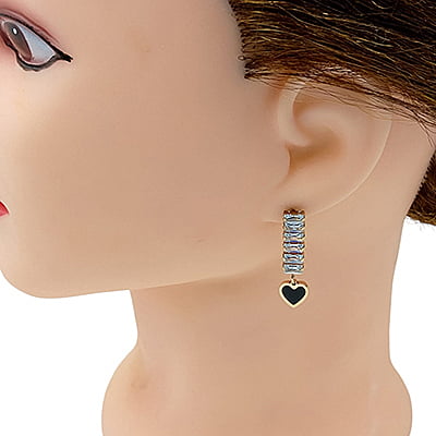 Anti-Tarnish Vintage Heart Studded Stone Dropped Earrings Anti-Tarnish Vintage Heart Studded Stone Dropped Earrings