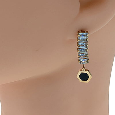Anti-Tarnish Vintage Hexa Studded Stone Dropped Earrings Anti-Tarnish Vintage Hexa Studded Stone Dropped Earrings