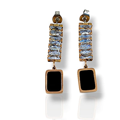Anti-Tarnish Vintage Rectangle Studded Stone Dropped Earrings Anti-Tarnish Vintage Rectangle Studded Stone Dropped Earrings