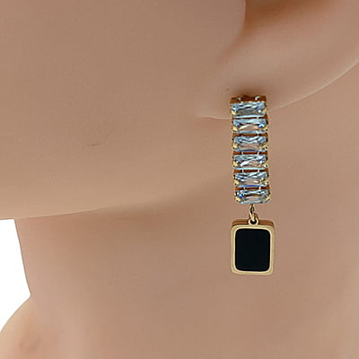 Anti-Tarnish Vintage Rectangle Studded Stone Dropped Earrings Anti-Tarnish Vintage Rectangle Studded Stone Dropped Earrings
