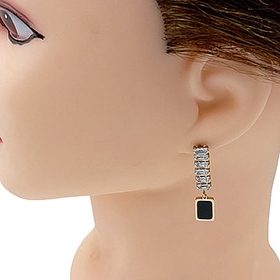 Anti-Tarnish Vintage Rectangle Studded Stone Dropped Earrings Anti-Tarnish Vintage Rectangle Studded Stone Dropped Earrings
