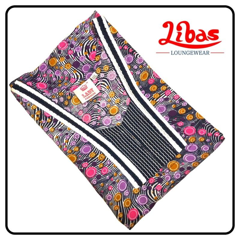 Violet cotton nighty with geometric prints all over from libas loungewear-PS226 Violet cotton nighty with geometric prints all over from libas loungewear-PS226