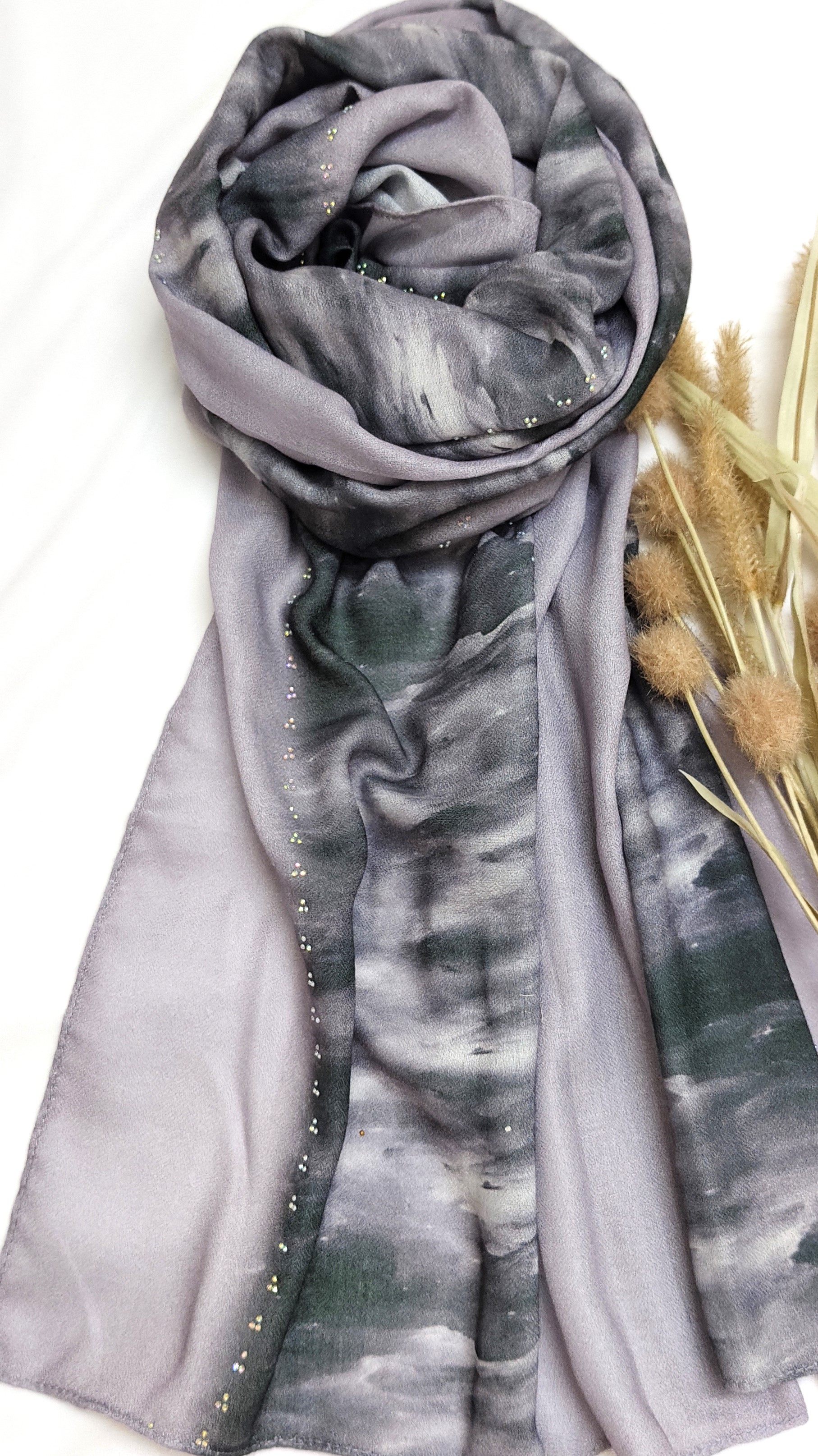 Viscose Summer Cool Cotton 3d Print Design and Crystal Stone