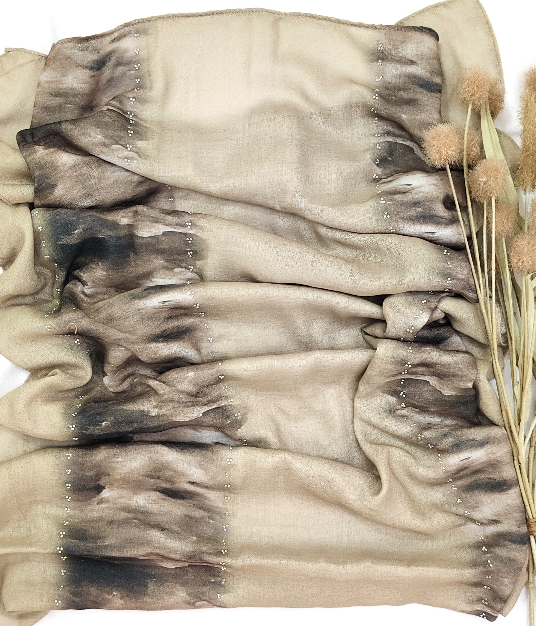 Viscose Summer Cool Cotton 3d Print Design and Crystal Stone