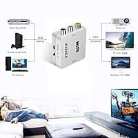 AV to VGA Converter Box AV RCA to VGA Video with Audio to PC HDTV Converter (White) AV to VGA Converter Box AV RCA to VGA Video with Audio to PC HDTV Converter (White)
