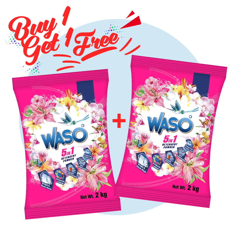 WASO | 5-in-1 Detergent Powder 2KG (Buy 1 Get 1) WASO | 5-in-1 Detergent Powder 2KG (Buy 1 Get 1)