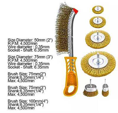 INGCO 7 Pcs Wire Brush Set WB10071