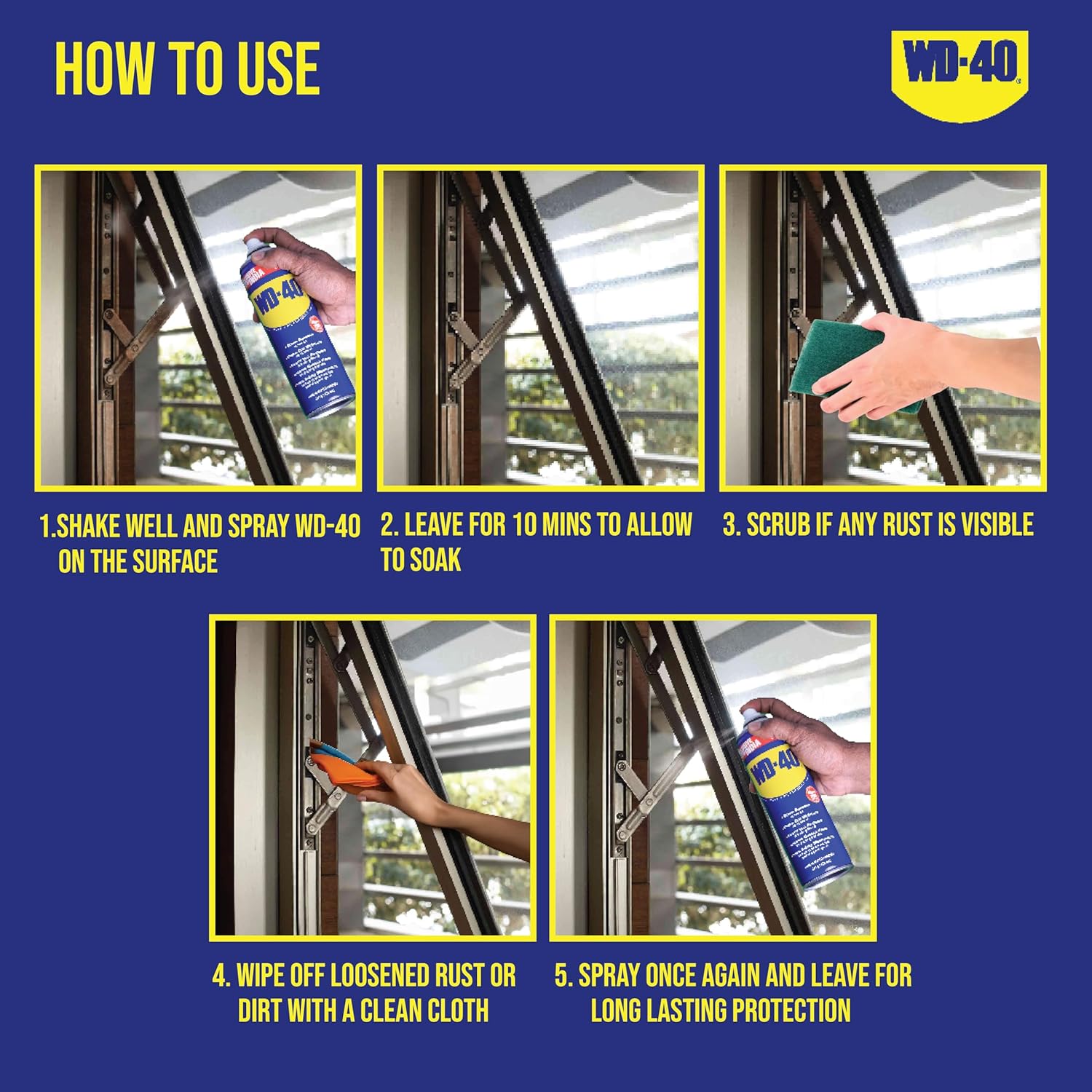 Multipurpose Spray WD-40, Lubricant, Rust Remover, Cleans Bike Chains, Squeak Noise Remover, Stain Remover, and Cleaning Agent, 344.4g