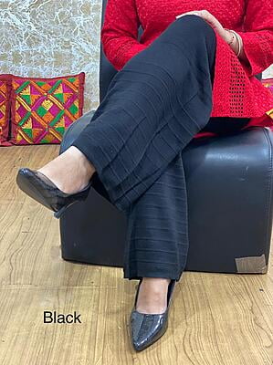 Woolen Knitted Palazzo-Black