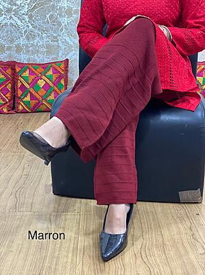 Woolen Knitted Palazzo-Maroon