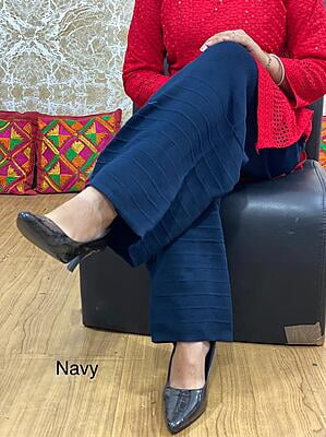 Woolen Knitted Palazzo-NavyBlue