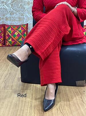 Woolen Knitted Palazzo-Red