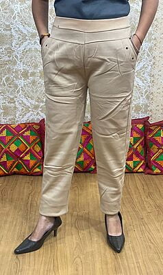 Woolen Knitted Trouser-Beige