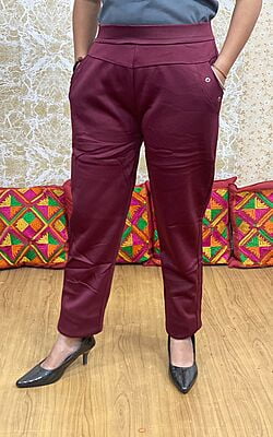 Woolen Knitted Trouser-Maroon